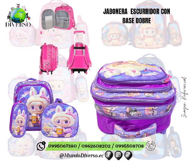 MOCHILA ESCOLAR SET 3 PIEZAS LABUBU